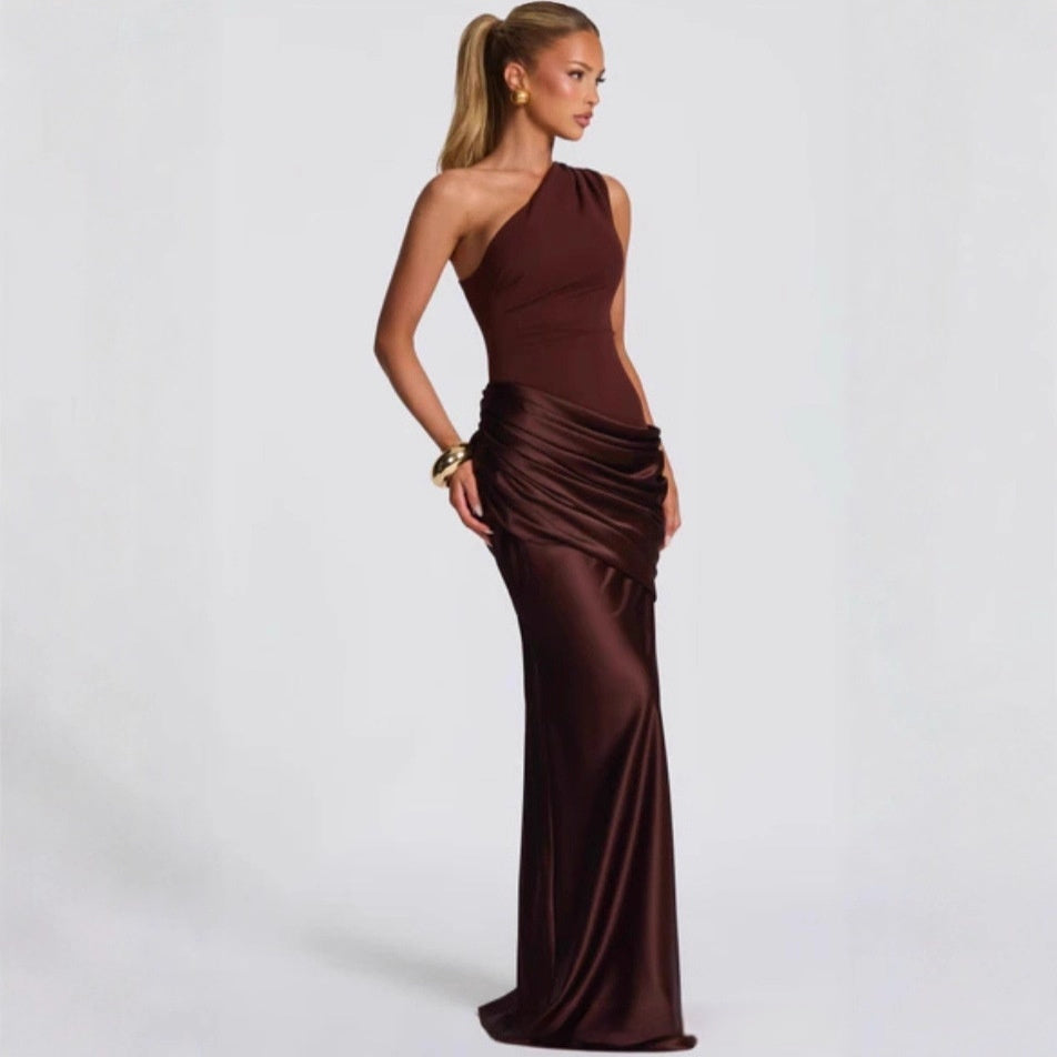 Elegant Womens Long One-Shoulder Dress LadyShow.Store