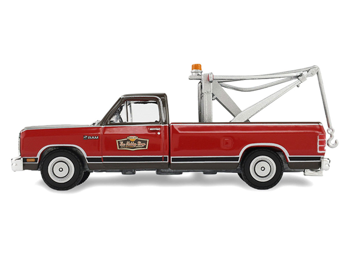 1983 Dodge Ram D-100 Royal SE Tow Truck with Drop-In Tow Hook "Hobby Shop Auto Mechanic" Brown and Red with Work Lights "The Hobby Shop" Series 17 1/64 Diecast Model Car by Greenlight LuxuryLifeWay Online Store