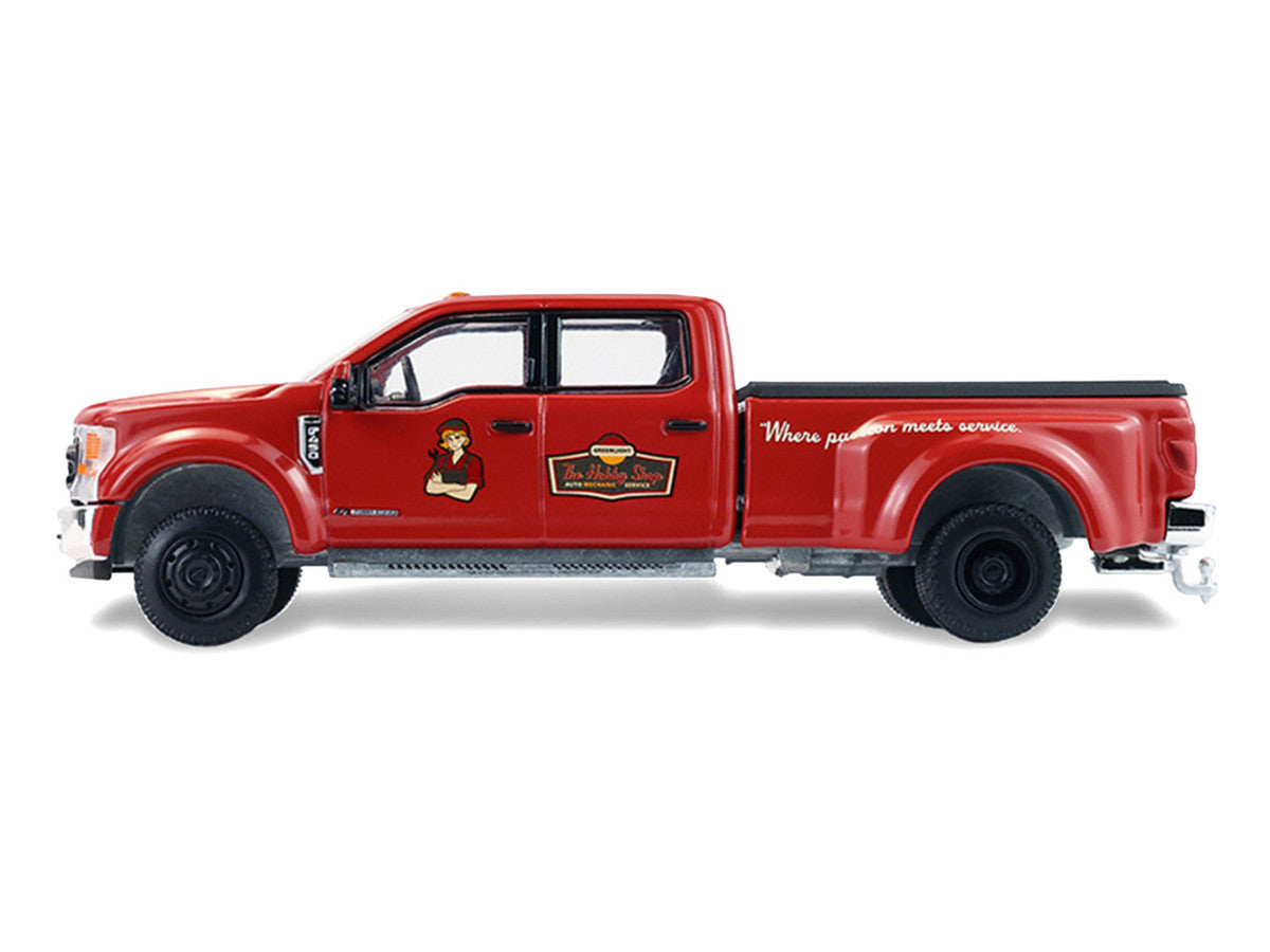 2022 Ford F-450 Dually Pickup Truck "Hobby Shop Auto Mechanic" Red with Mechanic Figure "The Hobby Shop" Series 17 1/64 Diecast Model Car by Greenlight LuxuryLifeWay Online Store