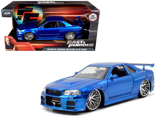 Brian's Nissan GTR Skyline R34 RHD (Right Hand Drive) Blue "Fast & Furious" Movie 1/24 Diecast Model Car by Jada LuxuryLifeWay Online Store