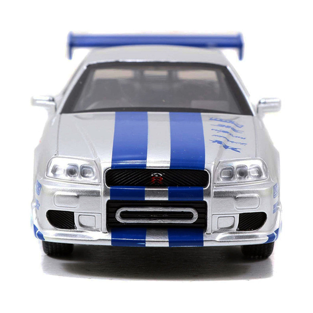 Brian's Nissan Skyline GT-R (R34) RHD (Right Hand Drive) Silver Metallic with Blue Stripes "2 Fast 2 Furious" (2003) Movie "Fast & Furious 25th Anniversary" Series 1/32 Diecast Car Model by Jada LuxuryLifeWay Online Store