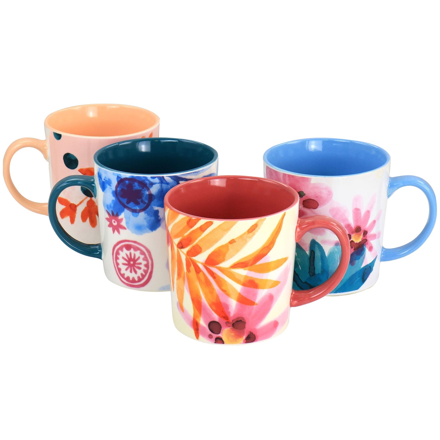 Spice by Tia Mowry Goji Blossom Fine Ceramic 4 Piece 17oz Mug Set in Multi Color LuxuryLifeWay Online Store