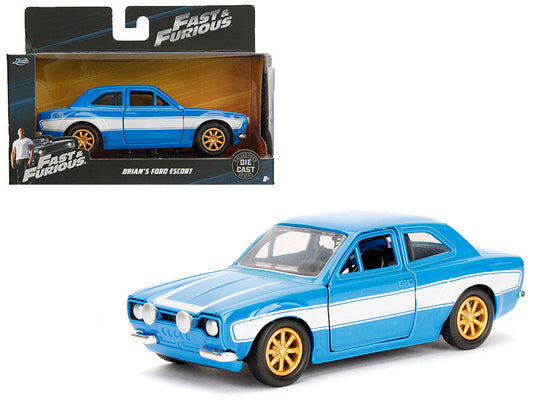Brian's Ford Escort Light Blue with White Stripes "Fast & Furious" Movie 1/32 Diecast Model Car by Jada LuxuryLifeWay Online Store