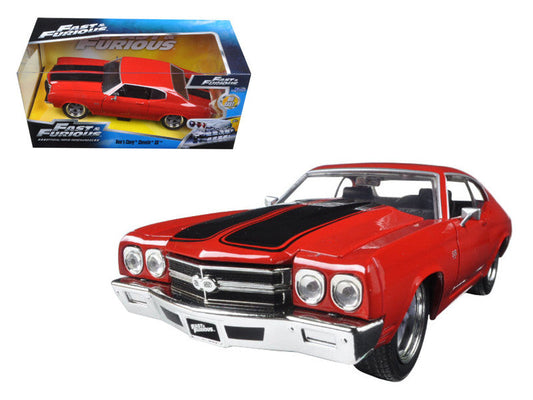 Dom's Chevrolet Chevelle SS Red with Black Stripes "Fast & Furious" Movie 1/24 Diecast Model Car by Jada LuxuryLifeWay Online Store