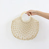 Woven Round Wooden Handle Casual Women's Handbag