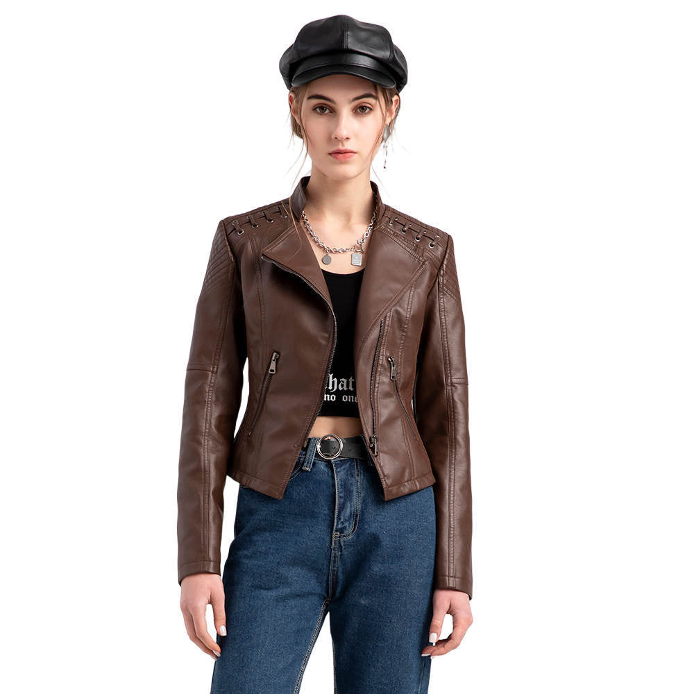 Slim Fit Thin Leather Coat Women's Motorcycle Clothing Best YouTube Store
