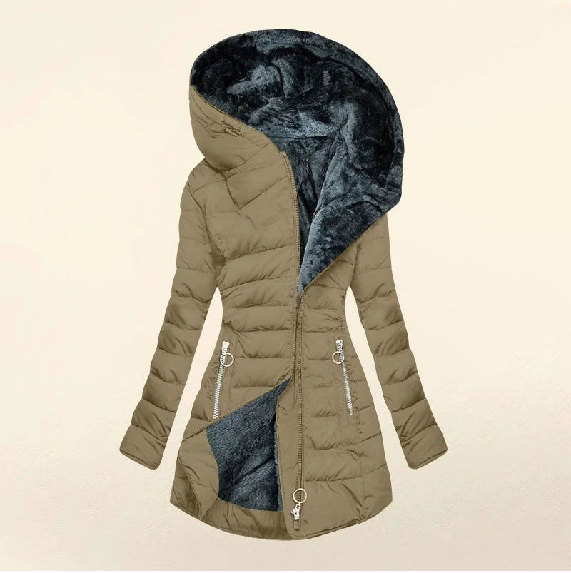 Hooded long-sleeved warm and velvet cotton jacket LadyShow.Store
