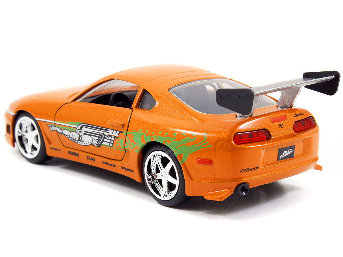 Brian's Toyota Supra Orange with Graphics "The Fast and the Furious" (2001) Movie "Fast & Furious 25th Anniversary" Series 1/32 Diecast Car Model by Jada LuxuryLifeWay Online Store