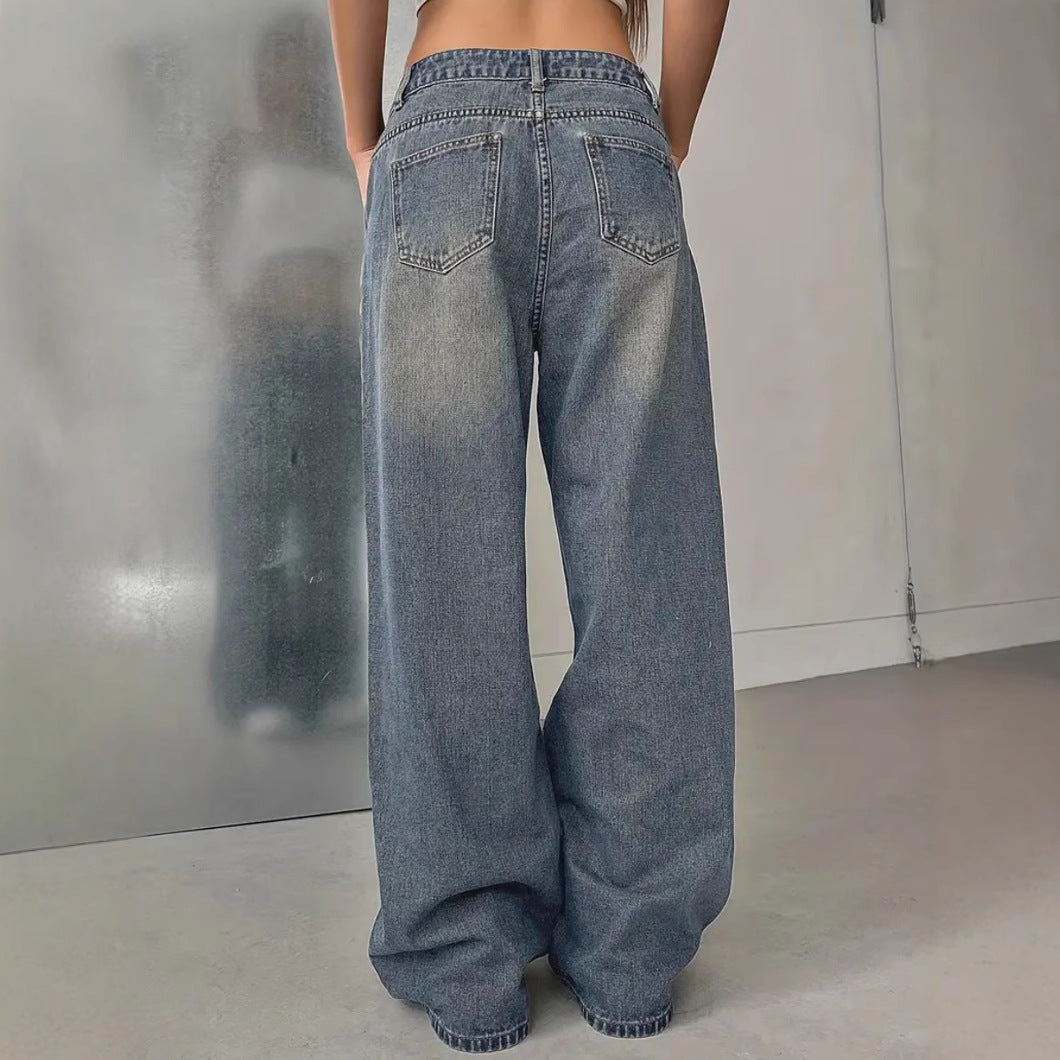 European And American Women's Washed Vintage Denim Pants LadyShow.Store
