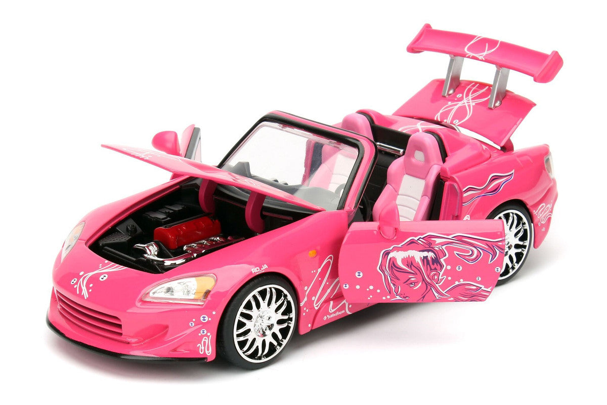 Suki's 2001 Honda S2000 Convertible Pink with Graphics "25 Years of Fast & Furious" "2 Fast 2 Furious" (2003) Movie 1/24 Diecast Model Car by Jada LuxuryLifeWay Online Store