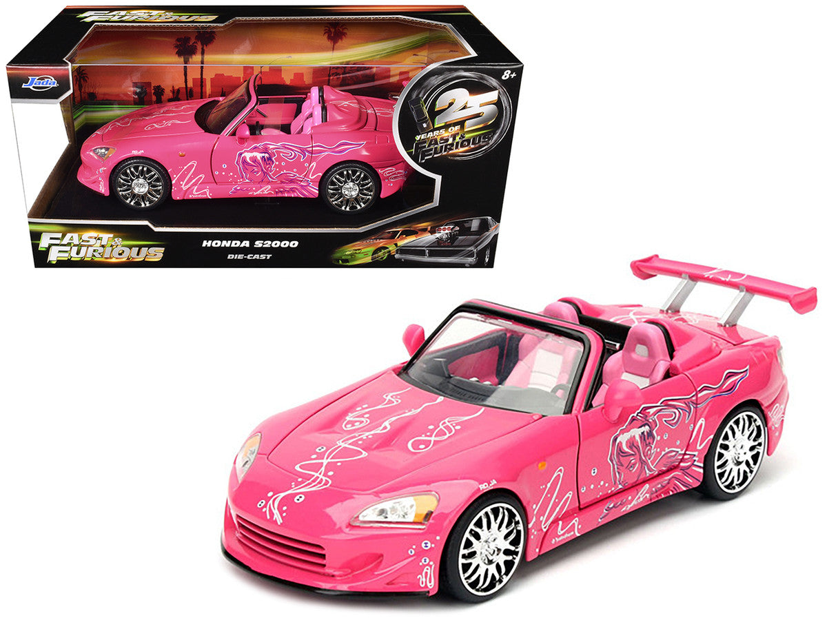 Suki's 2001 Honda S2000 Convertible Pink with Graphics "25 Years of Fast & Furious" "2 Fast 2 Furious" (2003) Movie 1/24 Diecast Model Car by Jada LuxuryLifeWay Online Store