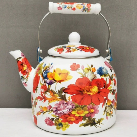 Enamel Large Water Kettle Milk Tea Pot PearlNestDecor.com