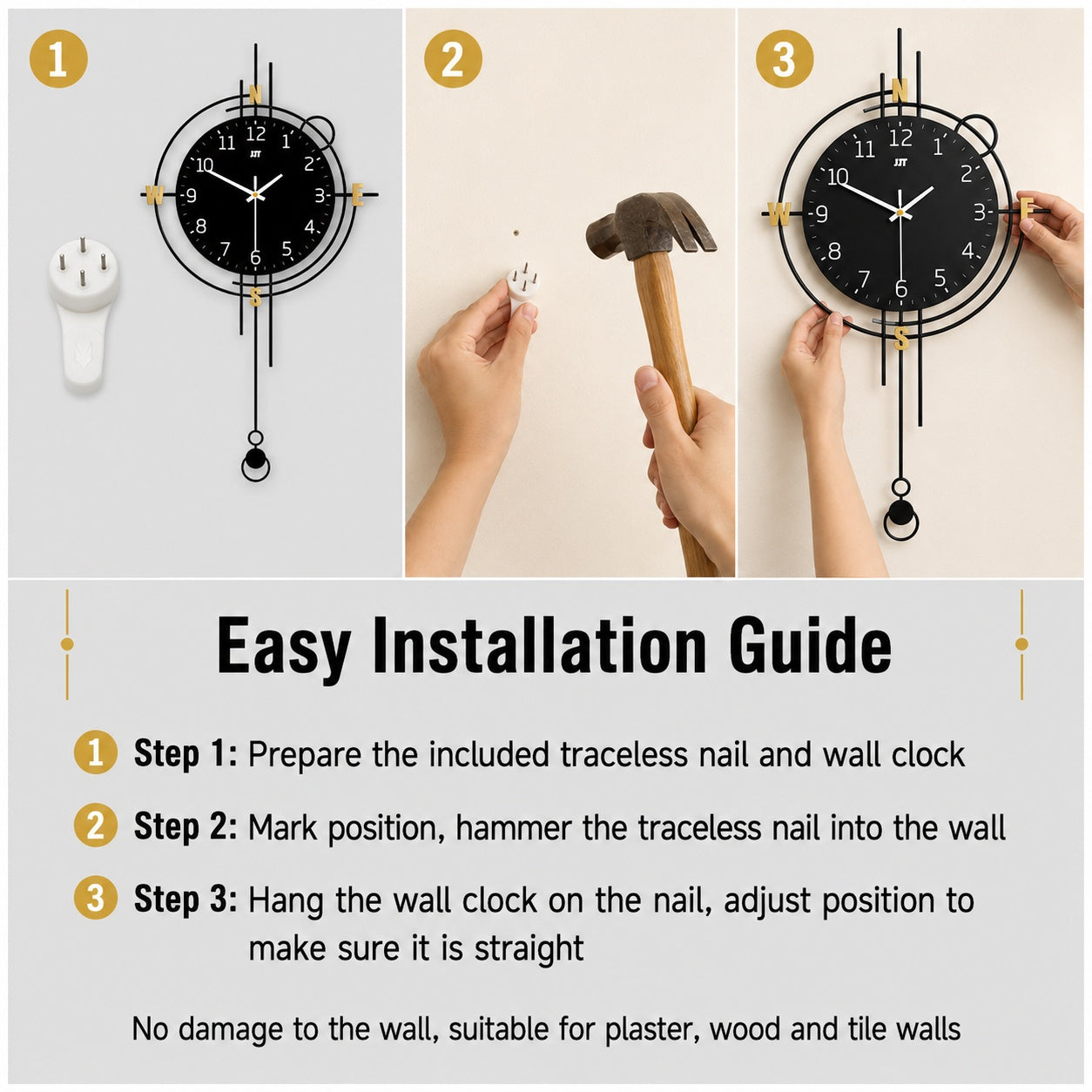 Modern Iron Wall Clock Metal Decorative Home Decor PearlNestDecor.com