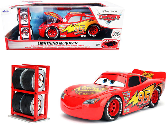Lightning McQueen #95 Red with Extra Wheels Disney & Pixar "Cars" Movie "Hollywood Rides" Series Diecast Model Car by Jada LuxuryLifeWay Online Store