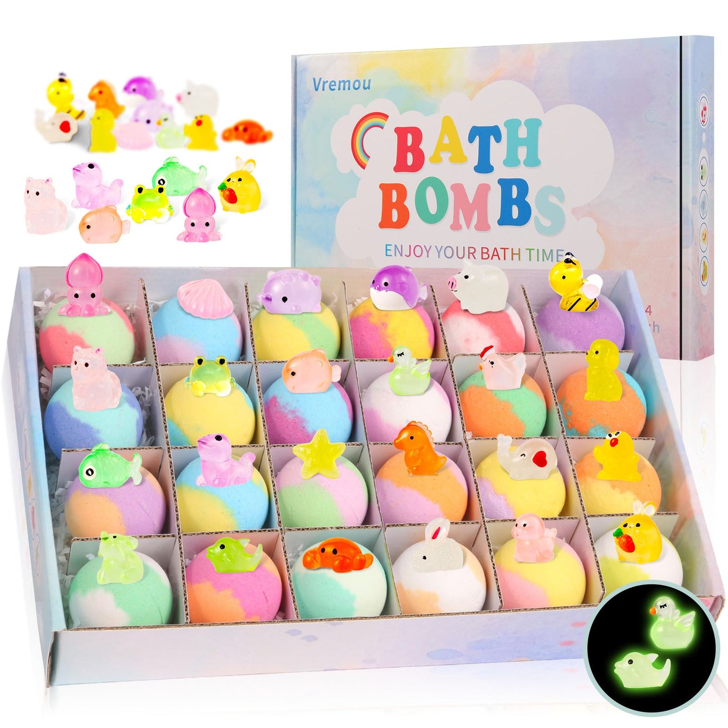 Glow-in-the-Dark Doll-Shaped Bath Bombs - Kids Bath Time Fun Set with Fizzing Bubble Foam LadyShow.Store