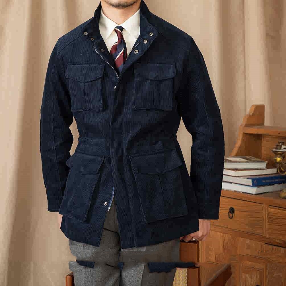 Autumn And Winter Corduroy Safari Jacket Jacket Windproof Stand Collar Casual Best YouTube Store