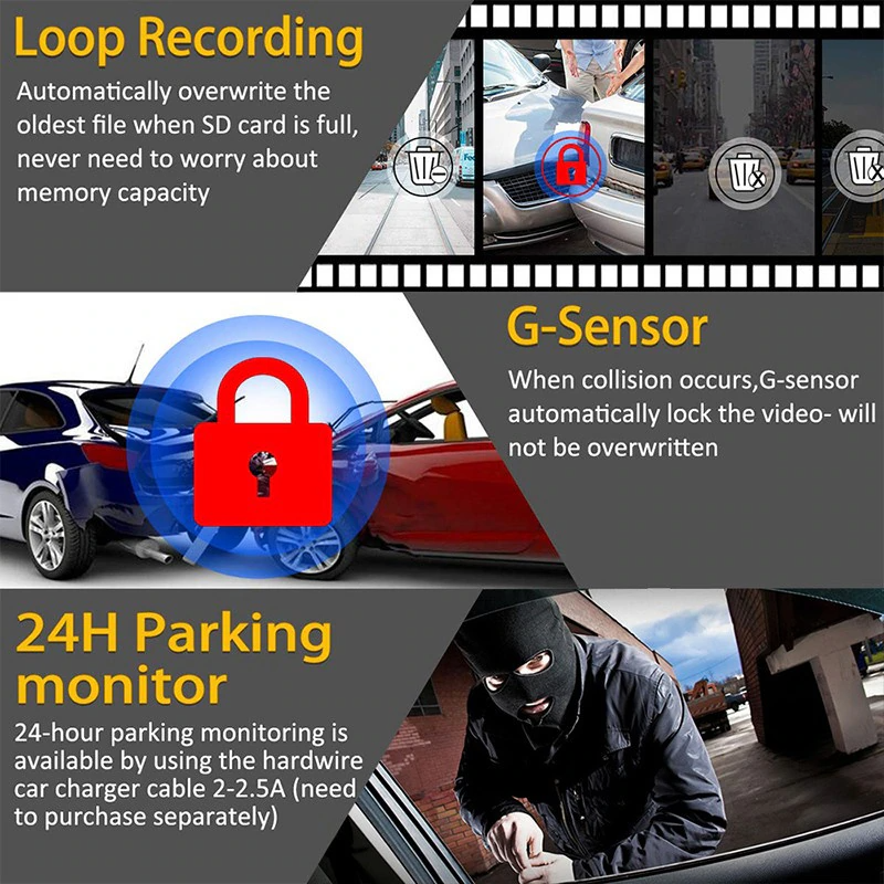 170° WiFi Dash Cam Recorder Car Camera HD 1080P Car DVR Vehicle Video G-Sensor Pi-Mart