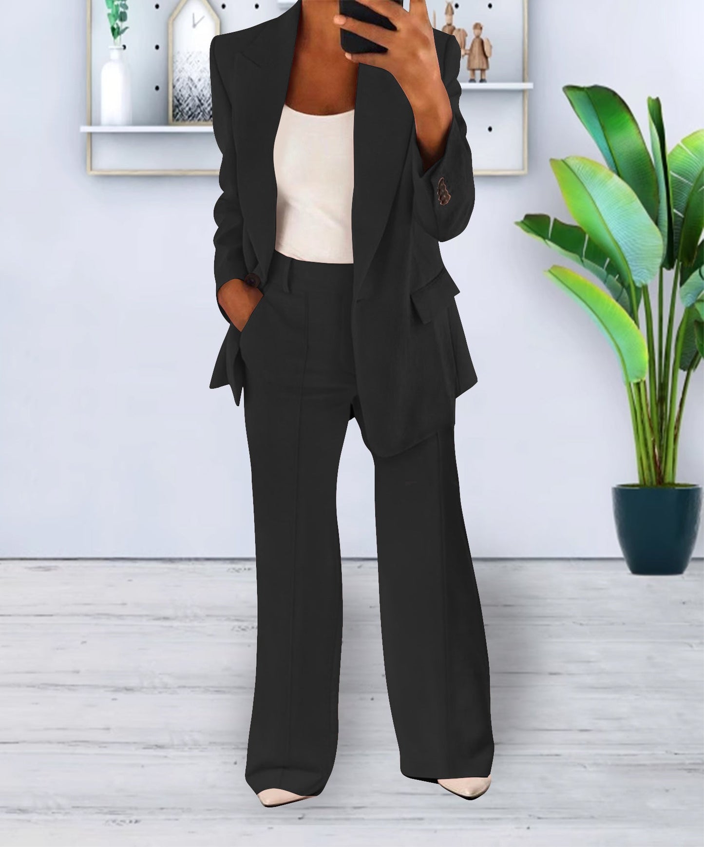 Women's Casual Blazer Suit  Two Piece Business Office Wear Set Fit Jacket And Pants NorixaFashion.com