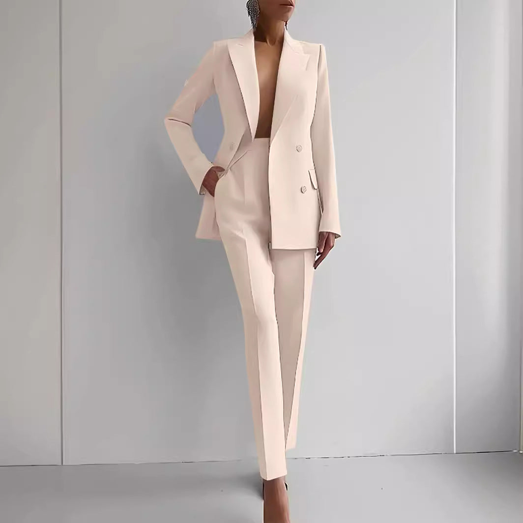 Casual Suits Fashion Long Sleeve Single-breasted Jacket Top And Slim Fit Trousers Women's Business Suits NorixaFashion.com