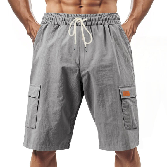 Loose Sports And Leisure Solid Color Linen Drawstring Shorts NorixaFashion.com