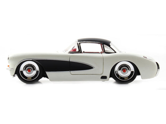 1957 Chevrolet Corvette Satin Cream Metallic with Matt Black Top and Side 1/24 Diecast Model Car by Jada LuxuryLifeWay Online Store