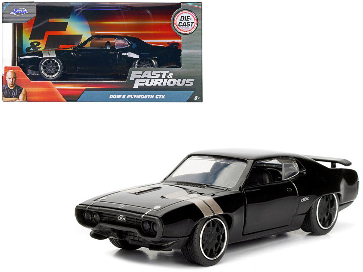 Dom's Plymouth GTX Black with Silver Stripes Fast & Furious F8 "The Fate of the Furious" Movie 1/32 Diecast Model Car by Jada LuxuryLifeWay Online Store