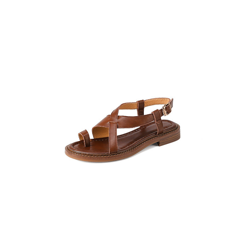 2023 Women's Comfy Flat Leather Roman Sandals Best YouTube Store
