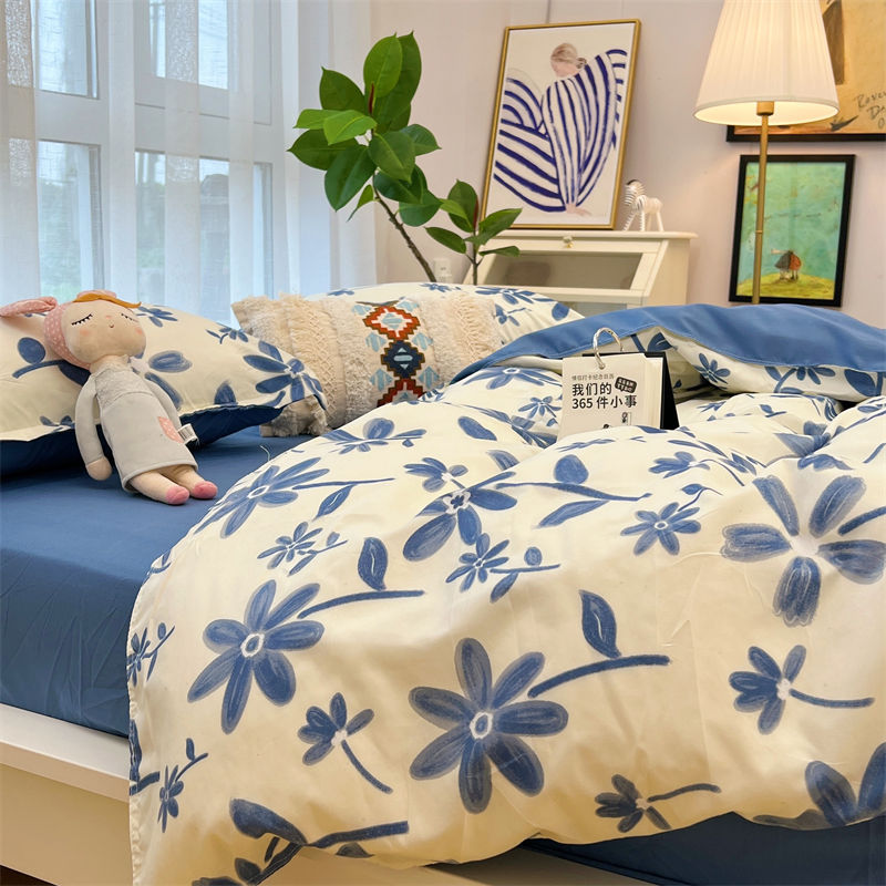 Washed Cotton Bed Sheet Quilt Cover Four-piece Set CJD2