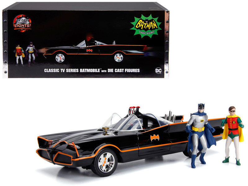 Classic TV Series Batmobile with Working Lights, and Diecast Batman and Robin Figures "80 Years of Batman" 1/18 Diecast Model Car by Jada LuxuryLifeWay Online Store