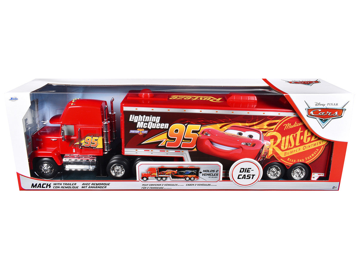 Mack Tractor Truck with Hauler Red "Disney & Pixar Cars" Movie "Hollywood Rides" Series Diecast Model Car by Jada LuxuryLifeWay Online Store