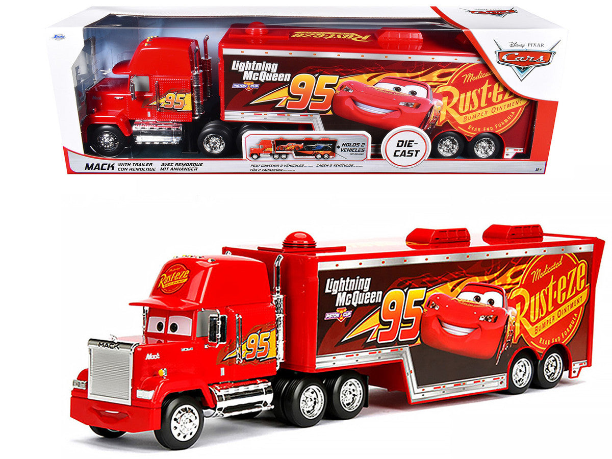 Mack Tractor Truck with Hauler Red "Disney & Pixar Cars" Movie "Hollywood Rides" Series Diecast Model Car by Jada LuxuryLifeWay Online Store