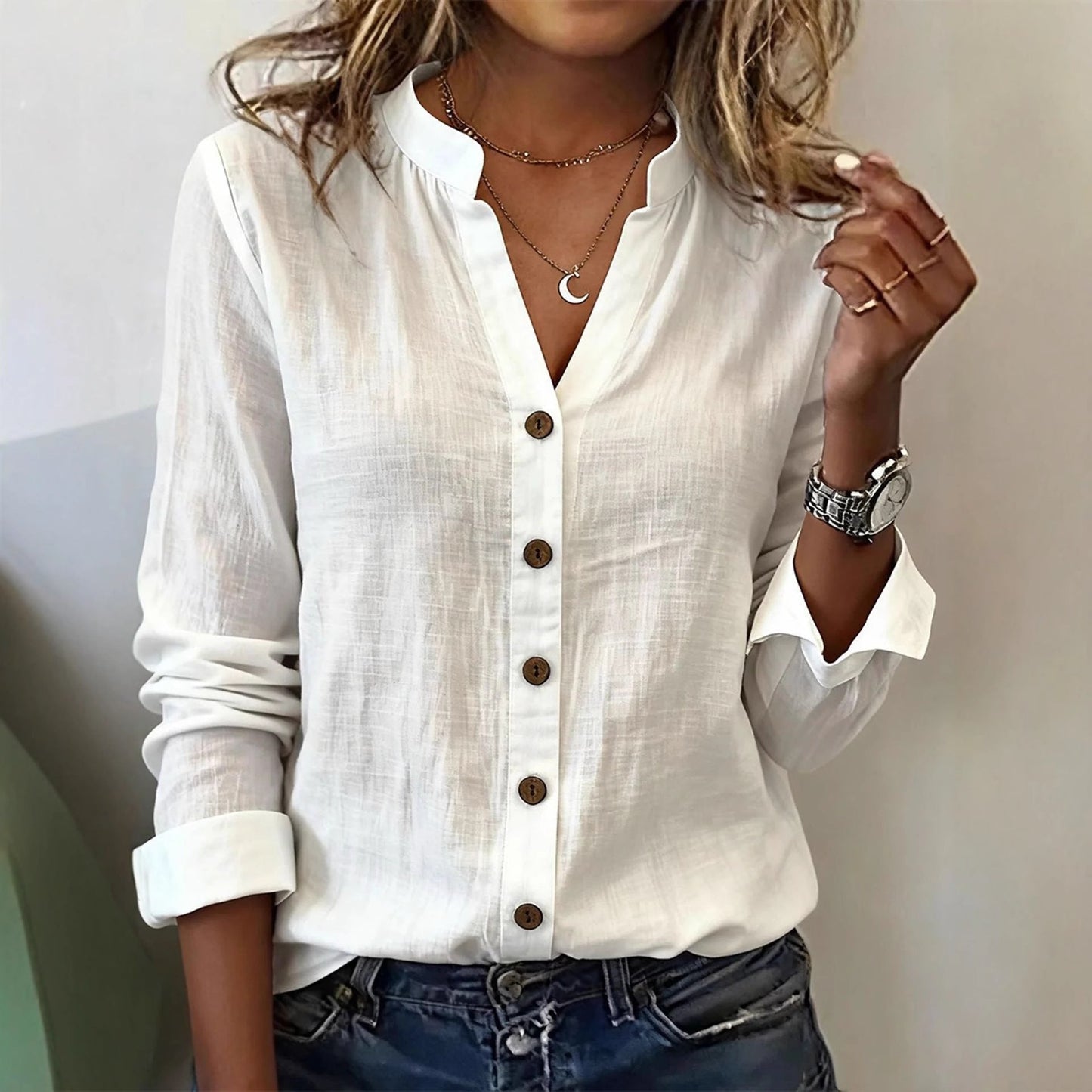 Casual Stand-collar Relaxed-fit Versatile Fashion-forward Shirt NorixaFashion.com