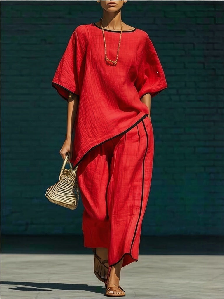 Casual Resort-Style Fashionable Loose Two-Piece Set For Women NorixaFashion.com