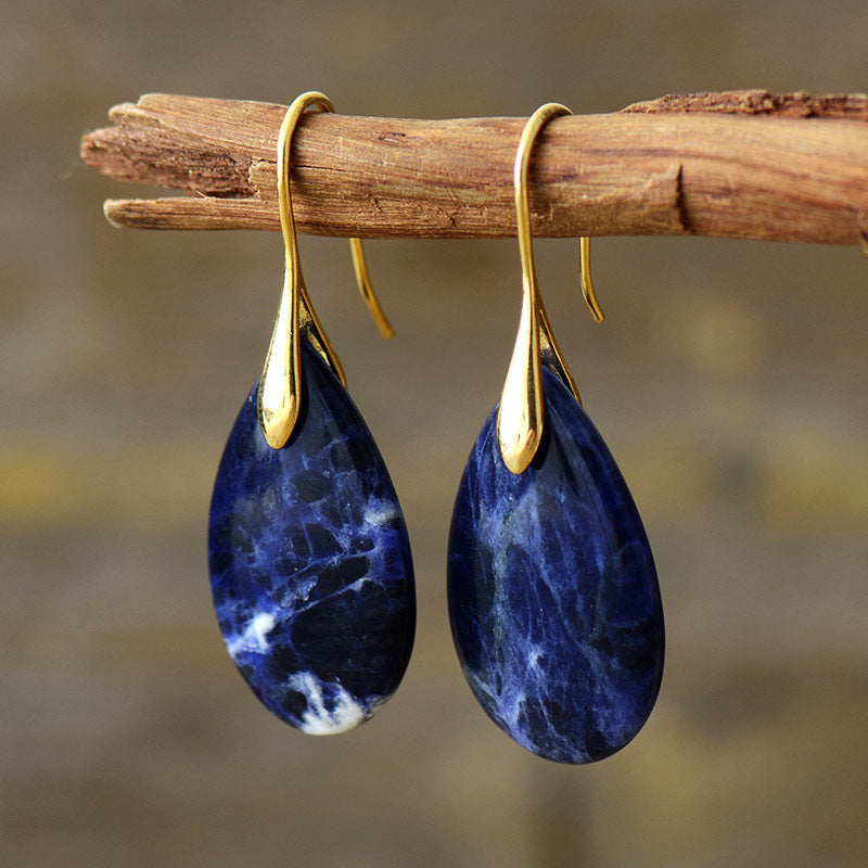 Bohemian Natural Stone Water Drop Pendant Earrings LadyShow.Store