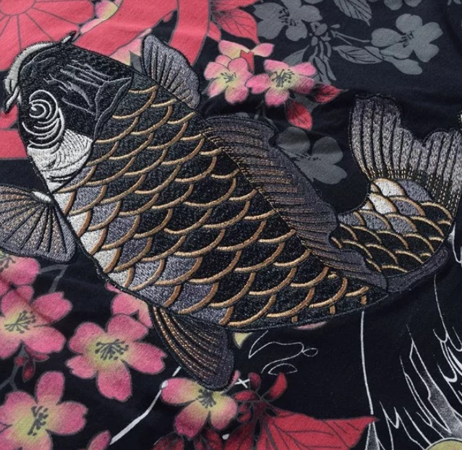 Embroidered Koi Fish T-shirt in Chinese Style Pi-Mart