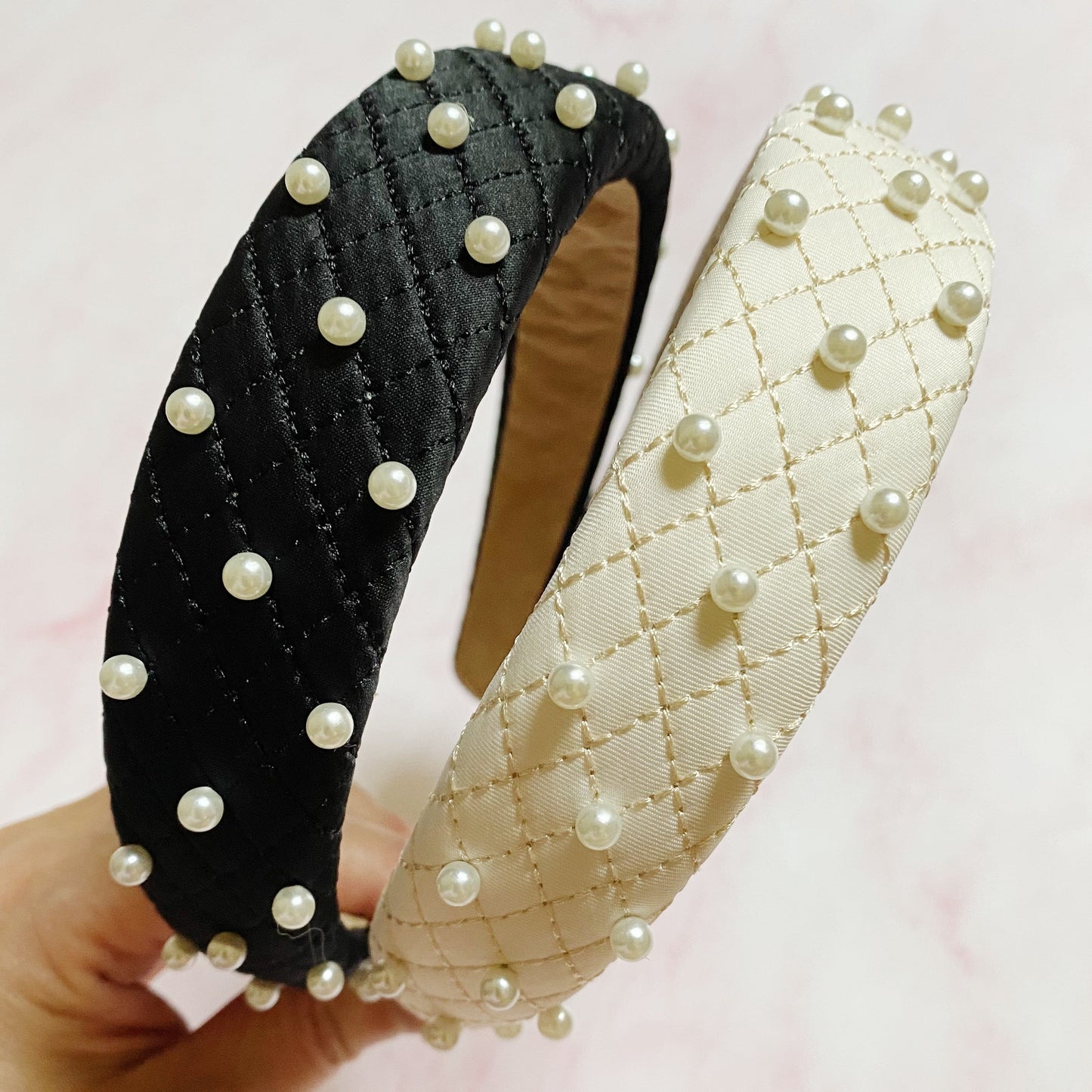 Quilted Elegance Pearl Headband LadyShow.Store