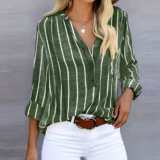 Simple And Fashionable Printed Striped Shirt For Women LadyShow.Store