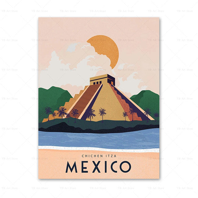 Travel City Canvas Painting PearlNestDecor.com