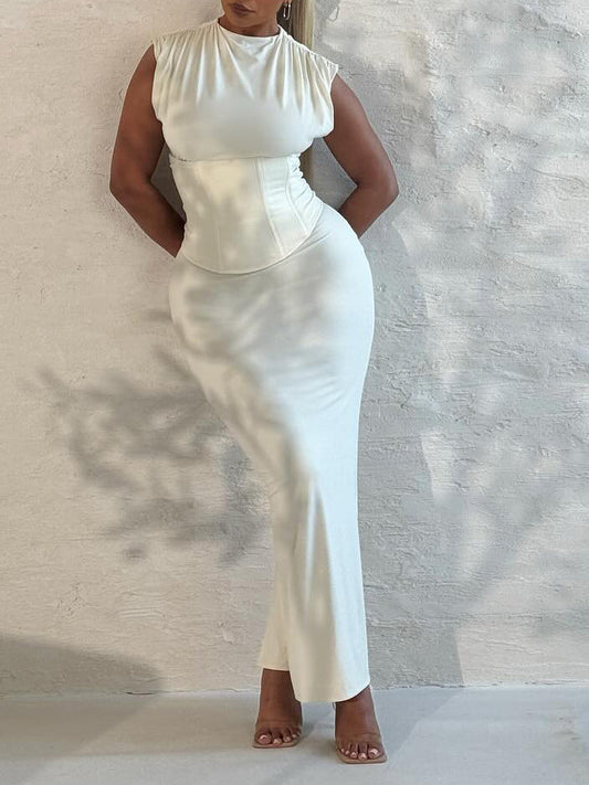 Sleeveless  Corset Maxi Dress NorixaFashion.com