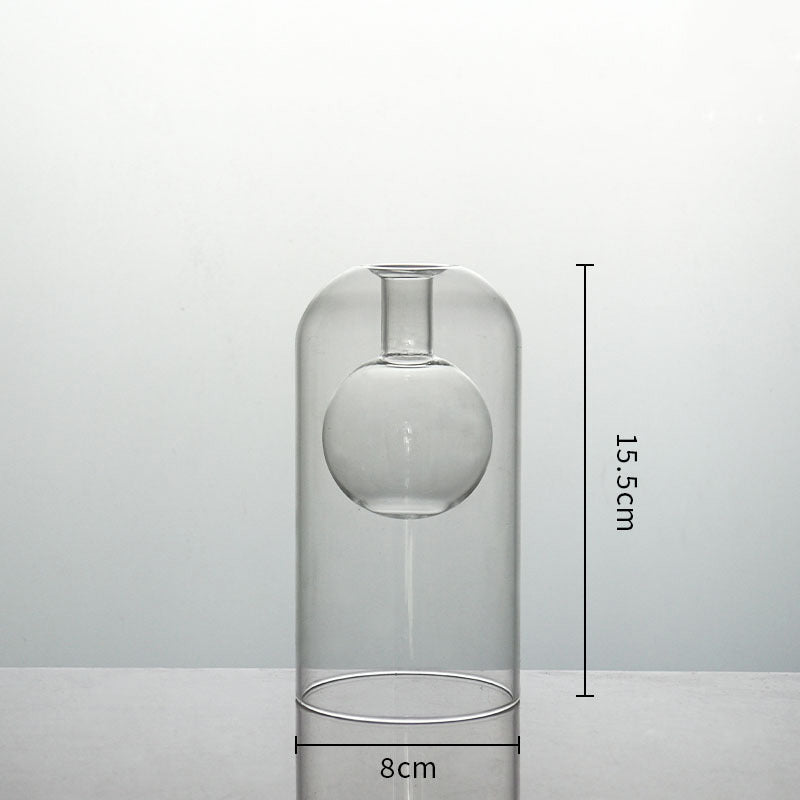 Vases Glass Vase Home Decor Room Decor Modern Wedding Decoration Hydroponic Flower Pot Double Glass Container Crafts Ornament PearlNestDecor.com