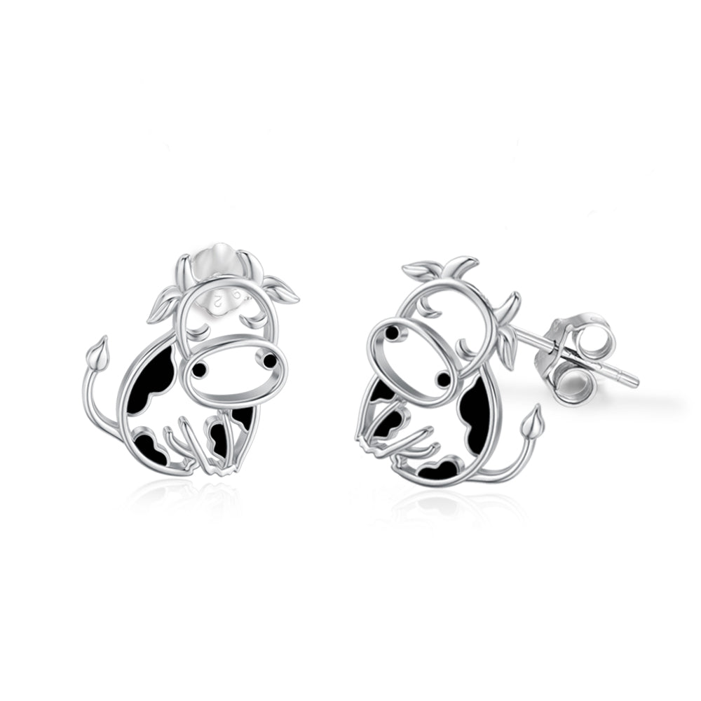 Cow Earrings 925 Sterling Silver Cow Stud Earrings for Women Cow Gifts for Birthday LadyShow.Store