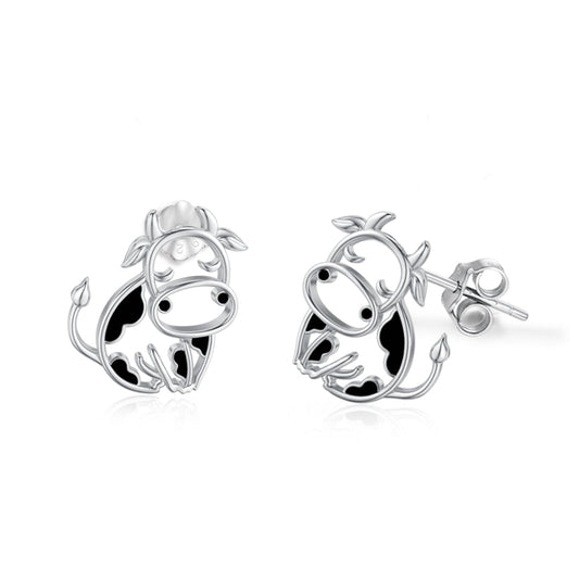 Cow Earrings 925 Sterling Silver Cow Stud Earrings for Women Cow Gifts for Birthday LadyShow.Store