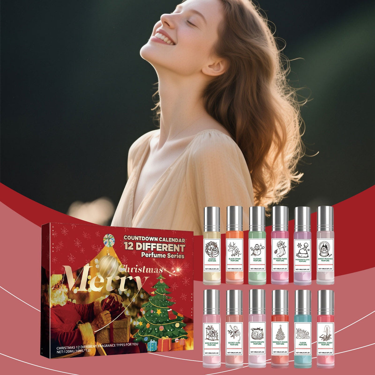 Christmas Countdown Perfume Gift Box 1 Set  Product Size 2 X 2 X 8.5cm Tri Light Beauty