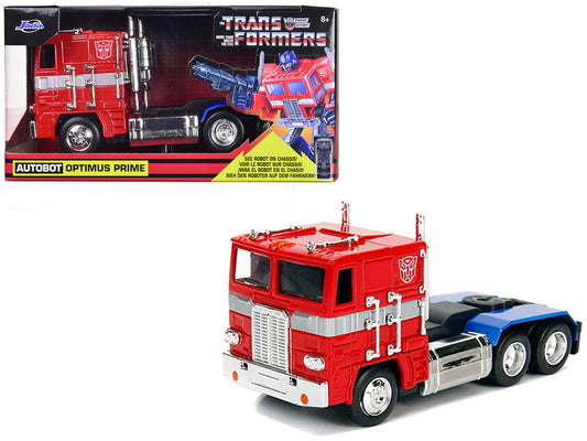 G1 Autobot Optimus Prime Truck Red with Robot on Chassis from "Transformers" TV Series "Hollywood Rides" Series 1/32 Diecast Model by Jada LuxuryLifeWay Online Store