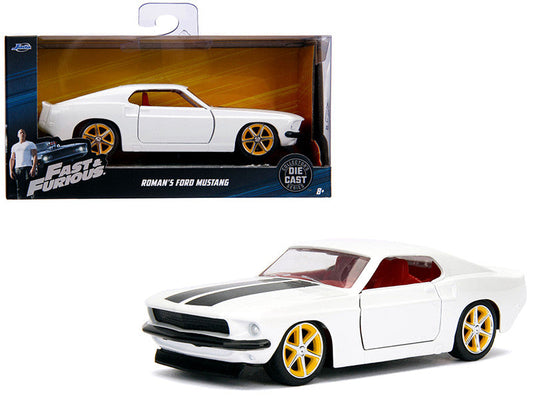 Roman's Ford Mustang White with Black Stripes and Red Interior "Fast & Furious" Movie 1/32 Diecast Model Car by Jada LuxuryLifeWay Online Store