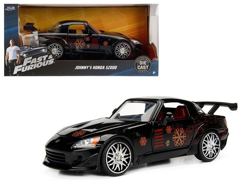 Johnny's 2001 Honda S2000 Black with Graphics "Fast & Furious" Movie 1/24 Diecast Model Car by Jada LuxuryLifeWay Online Store
