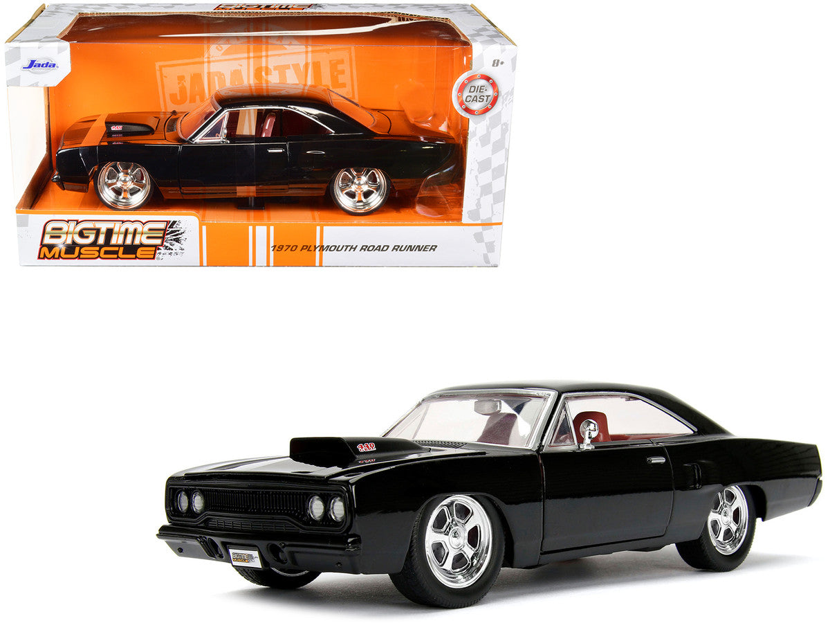 1970 Plymouth Road Runner 440 Black with Red Interior "Bigtime Muscle" Series 1/24 Diecast Model Car by Jada LuxuryLifeWay Online Store