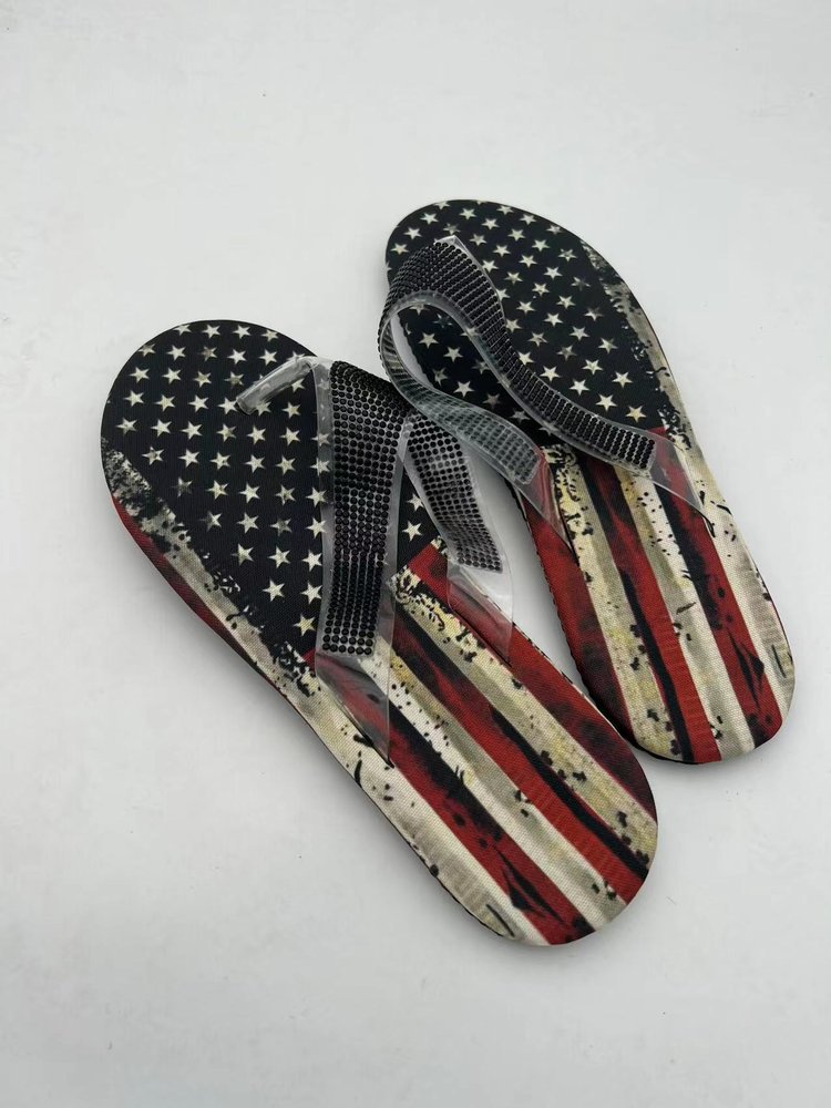 Plus Size Rhinestone Platform Outer Wedge Beach Flip-Flops LadyShow.Store