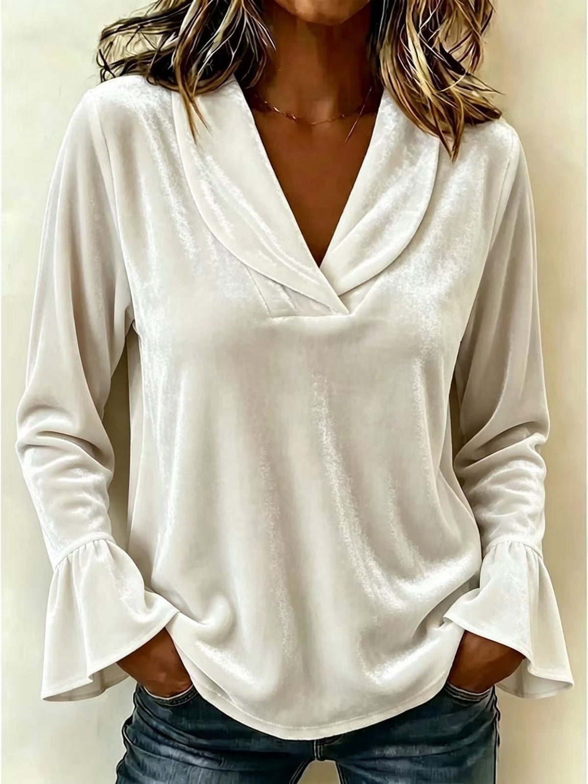 New Solid-color Doll-collar Long-sleeve NorixaFashion.com