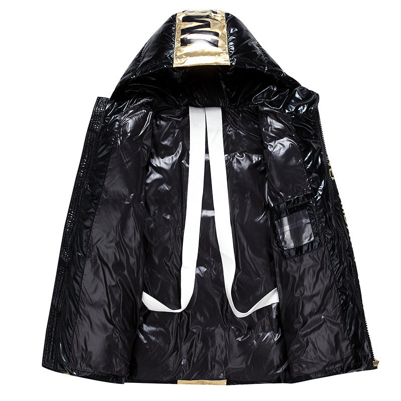Glossy Down Jacket Men's New Hooded Thick Loose Down Jacket Best YouTube Store